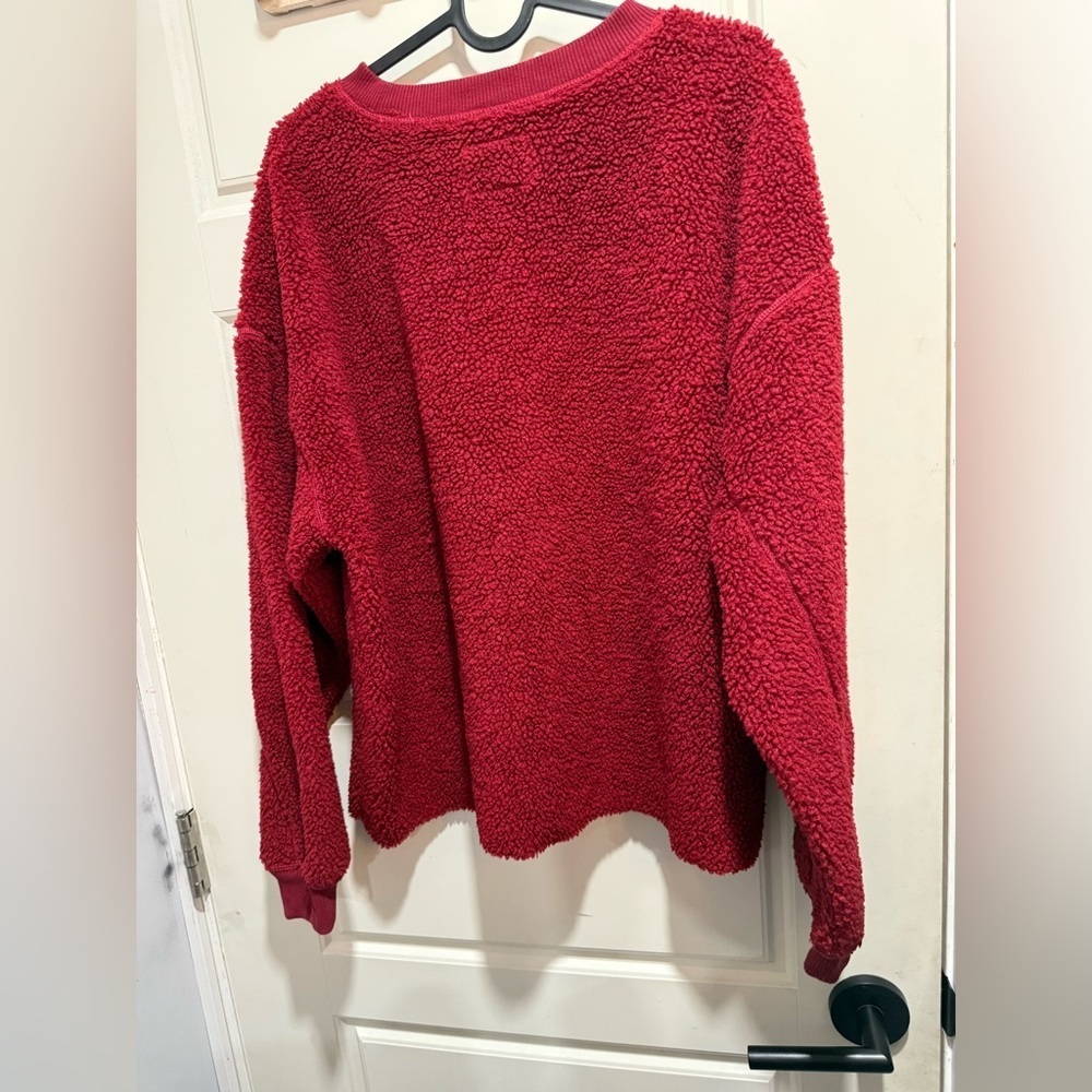 American Eagle Red Sherpa Sweater - Picture 3 of 5